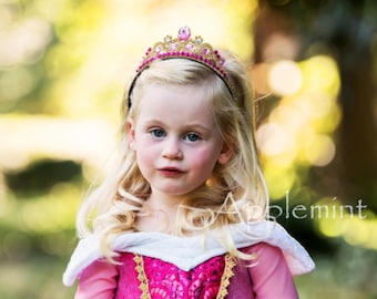 Aurora Crown Headband, Birthday Princess Gold Tiara for Girls, Aurora Cosply Crown, Toddlers & Adults, Kid Dress Up, Halloween Costume Look