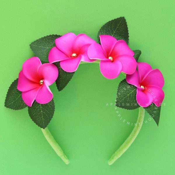 Hawaiian Flower birthday flower headband,  Tropical flower headband for Women and kids, Hawaiian flower crown, plumeria