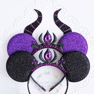 Malficent Ears, Mickey Ears, Halloween ears with horns, Maleficent costume, Mouse Ears Headband