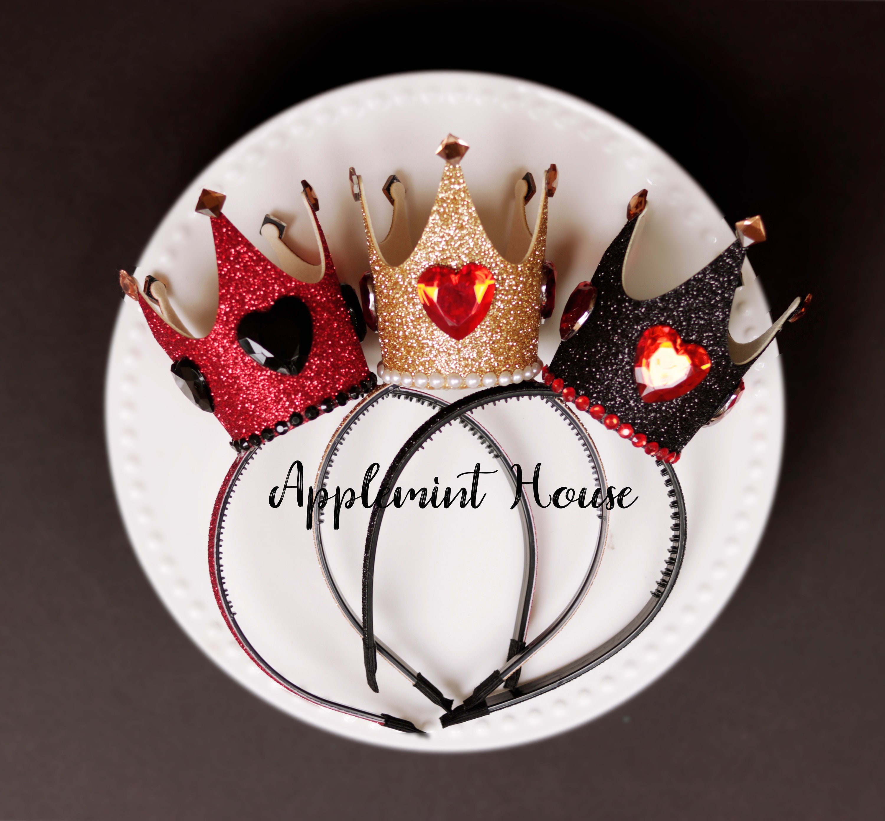 Queen of Hearts Crown, Queen of Hearts Headband, Queen of Hearts Costume,  Alice in Wonderland Queen Crown, Halloween Costume, Red Heart, 