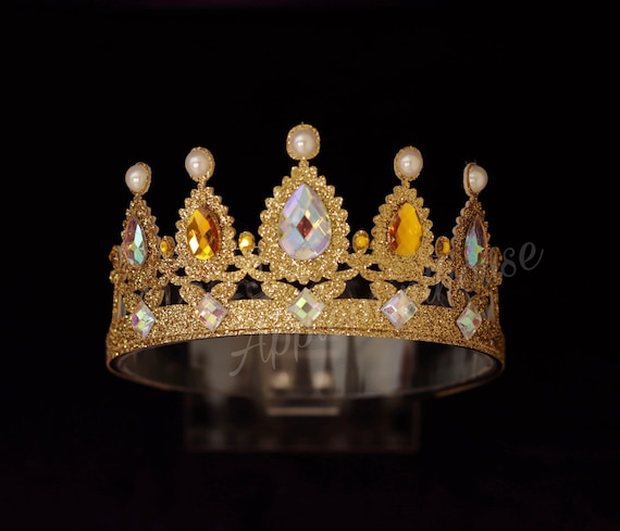 gold dress up tiara Belle Gold Glitter Crown: Princess Costume Tiara