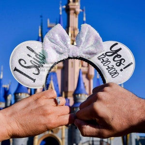 Bride ears, Bride Mickey ears, Engagement Mouse Ears, Minnie Ears, Custom Mickey Ears, Bride Ears with Veil, Engagement Ears,