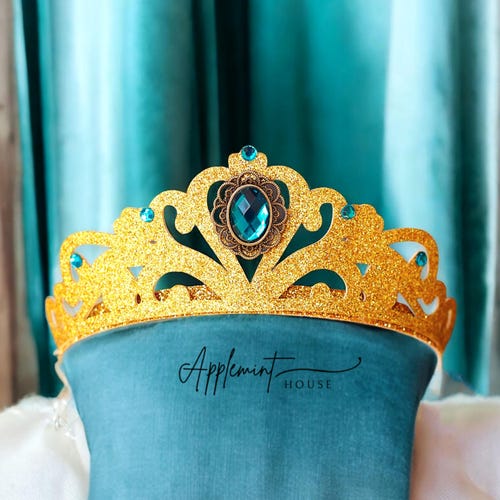 Desert Princess Glitter Crown Headband, Gold Tiara for Kids & Girls, Birthday Accessory, Halloween Dress Up, Royal Costume Piece for Adults