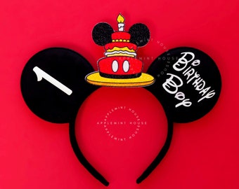 Birthday ears, Birthday Mickey ears, Boy Birthday ears, Mickey birthday boy ears, Birthday Minnie ears, First birthday ears, Mickey ears