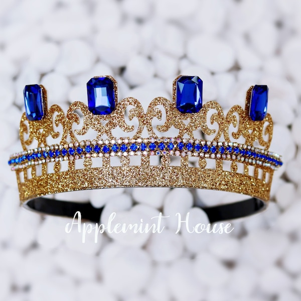 Corona de Audrey, diadema de Audrey, corona de cumpleaños, corona descendiente, corona de disfraces de Halloween para adultos y niños, diadema de princesa dorada