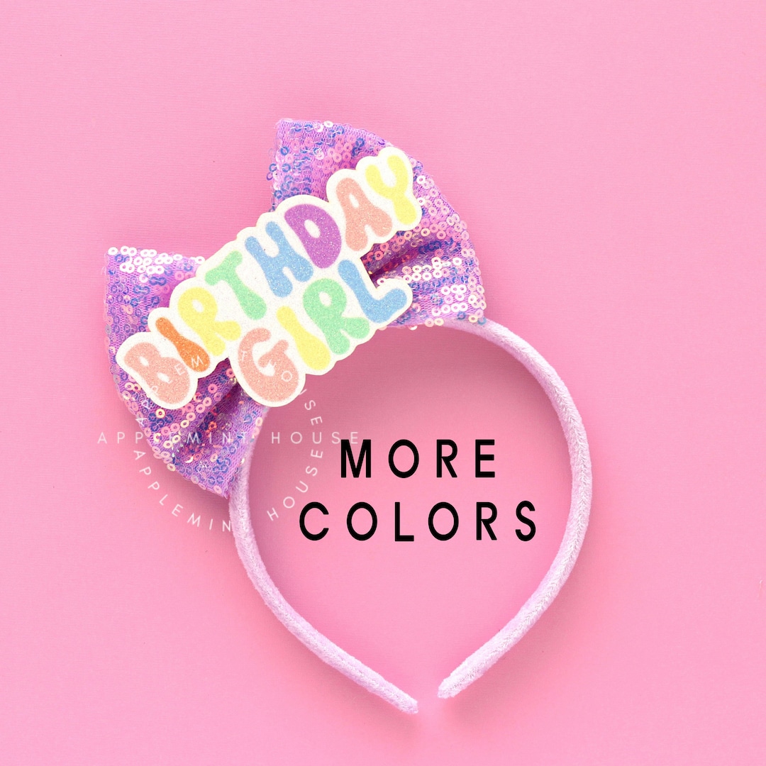 Birthday Girl Headband Birthday Hair Bow Headband Glitter Etsy