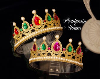 Peach Crown Headband, Gold Glitter Birthday crown, Halloween costume crown, Peach Dress Up Cosplay, Princess Costume Crown for Kids &Adults