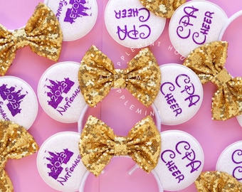 Minnie ears, custom ears, Mickey ears, Minnie ears, Mouse ear with logo, Dance team ears, school ears, Nationals 2024 ears, Cheerleader ears