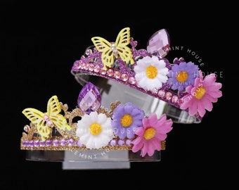 Princess crown, Birthday crown, Isabela inspired headband, flowers, butterfly, garden, gold, lavender crown headband, Tiara for kids, adults