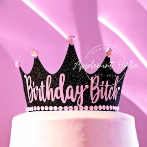 Birthday Girl Crown Headband – Glitter Custom Tiara for Adults, Reusable Party Favor for Bachelorette, Bride to Be, Funny Birthday Squad Gif