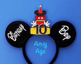 Birthday ears, Birthday Mickey ears, Boy Birthday ears, Mickey birthday boy ears, Birthday Minnie ears, Men birthday ears, Mickey ears