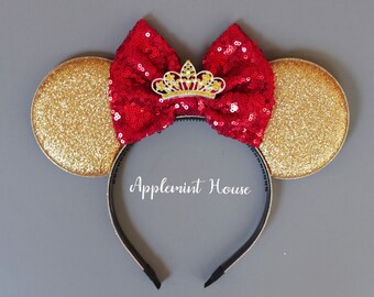 Belle Minnie Ears, Princess Belle ears, Disney Belle Minnie mouse ears, Belle ears, Belle birthday ears, Beauty and the Beast ears, Costume