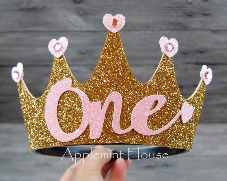 Birthday Crown for Baby Toddlers, Birthday Girl Custom Crown, First Birthday Party Crown, Birthday Gold Crown, Personalized Crown headband image 2