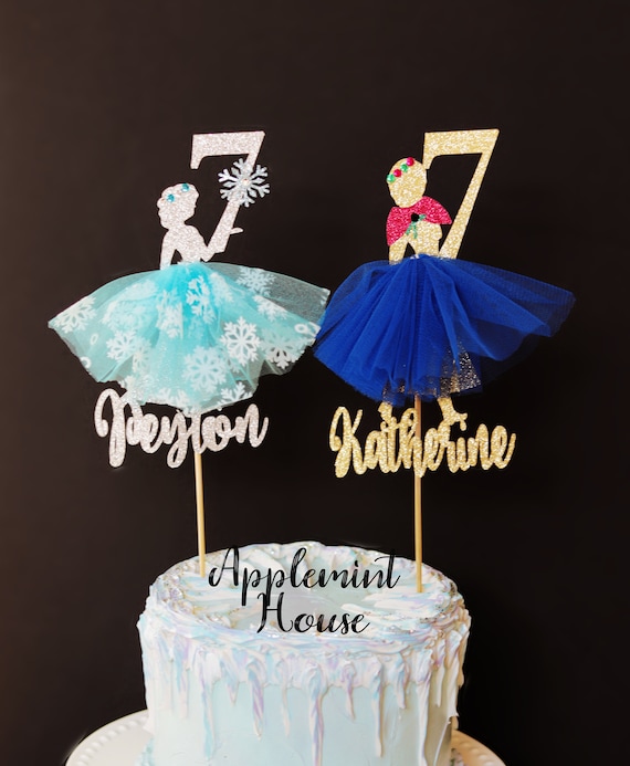 Elsa Anna Cake Topper Forme De Gateau Danniversaire Elsa Etsy