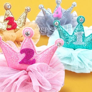 Birthday Girl Crown Hair Clip, Birthday crown with Age, Glitter Party crown Hair Clips for girls Kids, Birthday Party crown gifts for girls