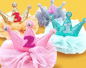 Birthday Girl Crown Hair Clip, Birthday crown with Age, Glitter Party crown Hair Clips for girls Kids, Birthday Party crown gifts for girls