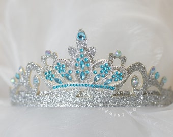 Cinderell Crown Headband, Silver Glitter Crown, Birthday Princess Crown, Silver Costume Tiara Crown for Babies, Kids, Adults