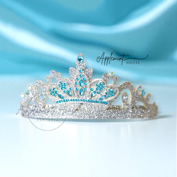 Blue Princess Crown, Sparkly Glitter Tiara for Girls  display picture 1