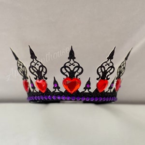 Black Queen Of Hearts Crown, Queen Of Hearts Costume crown, Birthday Crown, Glitter  Crown Headband, Princess Crown, Halloween Costume Crown