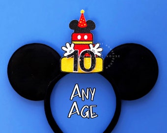 Birthday ears, Birthday Mickey ears, Minnie ears, Boy Mickey ears, Men Mickey ears, Birthday Cake ears, Personalized Mouse ears, Number ear