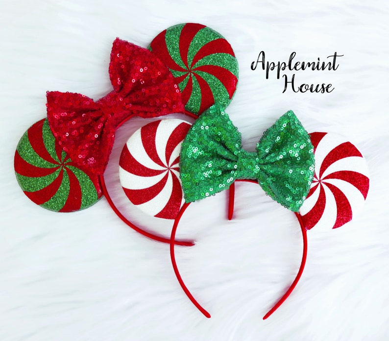 Peppermint Christmas Minnie Ears Peppermint Minnie Ears Red Etsy