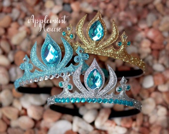 Ice Queen Crown, Princess Birthday Crown, Halloween Costume Headpiece , Characters Headband for Adults and Kids, Girl Silver and Gold Crown