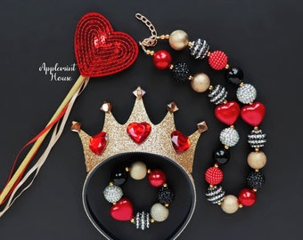 Queen Of Hearts Crown, Queen Of Hearts Costume Headpiece, Queen of heart costume , Queen Of Hearts Tiara, Queen Of Hearts Headbands