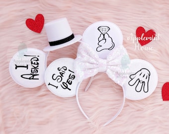 Bride and Groom Ears, Bride Mickey Ears, Mickey ears, Minnie ears,Engagement Minnie Ears, Bride and Groom Mouse Ears, Mouse Ears Headband