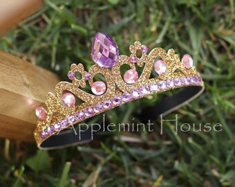 Rapunzer Crown Rapunzer tiara, Tangle Crown, Princess Gold Glitter Crown, Birthday Crown, Birthday Gifts for Kids, Gifts for Girls