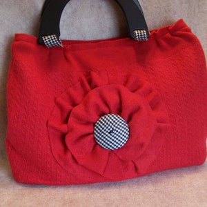 Red felted wool purse, classic!