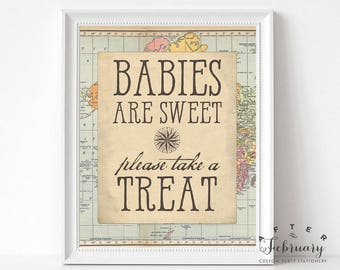 Babies are Sweet PleaseTake A Treat Travel Around the World Baby Shower Decor Decorations Boy Printable (Instant Download)  No.1269