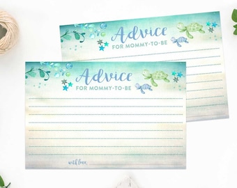 Tarjeta imprimible con consejos de tortuga marina para mamá. Juego de baby shower de tortuga marina para niño. Actividad imprimible / Descarga instantánea 1204