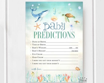 Sea Animal Baby Predictions for Baby Game Ocean Sea Creatures Whale Baby Shower Printable Games // INSTANT DOWNLOAD Digital Printable 1586