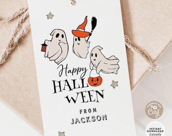 Editable Halloween Ghost Treat Tag: Printable Boo Favor Tags Printable Template 446K1 (1)
