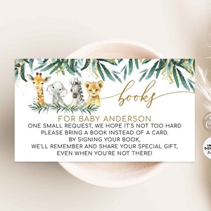 EDITIERBARE Greenery Gold Safari Tiere Bücher für Baby Bucheinlage Druckbare Afrikanische Tiere-Baby-Dusche-Einlage Vorlage Sofort-Download 197