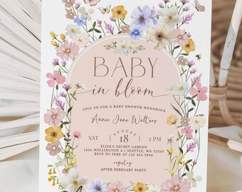 Baby in Bloom Shower Invitation: Spring Butterfly Wildflower Shower Invite Template 126V2 (1)