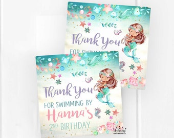 MERMAID THEME ROUND CIRCULAR SWEET CONE GIFT PARTY BAG SEAL STICKER LABEL MER6