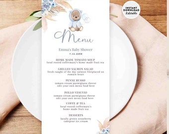 Baby Shower Menu Etsy