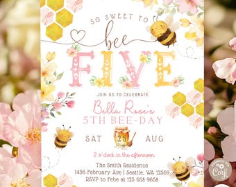 Zaproszenie na 5. urodziny Sweet to Bee: Szablon zaproszenia na Dzień Pszczółek Miodowych 142K1 (5)