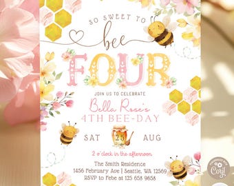 Zaproszenie na 4. urodziny Sweet to Bee: Szablon zaproszenia na Dzień Pszczółek Miodowych 142K1 (4)