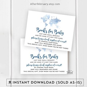Bücher für Baby Buchwunsch Einlage Abenteuer Baby Shower Weltkarte Reise Navy Blau Baby Shower Printable. SOFORTIGER DOWNLOAD Nr.96V3 BABY