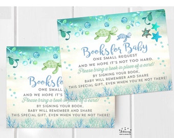 Sea Turtle Books for Baby Insert Book Request Insert Bring a Book Instead of A Card Sea Turtle Shower Printable Instant Download 1204