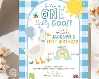 Zaproszenie na pierwsze urodziny chłopca „One Silly Goose”: szablon do druku „Piknik Farm” 711 (1)