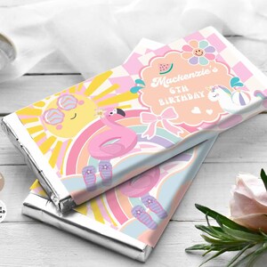EDITABLE Girl Sun Birthday Sunshine Summer Rainbow Cloud Chocolate Bar Candy Wrapper Label Printable Template Instant Download 631K1