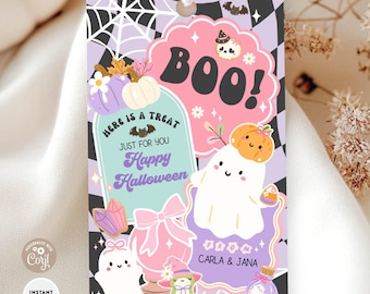 Editable Halloween Ghost Treat Tag: Boo, Teacher/Student Gift (Digital Download)