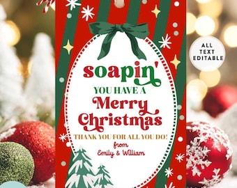 Soapin Soaping You A Merry Christmas Tags: afdrukbare sjabloon handzeep leraar tag 386 386 (9-1)