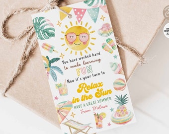 Editable Teacher Appreciation Gift Tags: Relax In The Sun Tag Printable Template 595TAG (1)