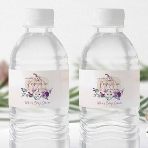 BEARBEITBAR Blush Lila Boho Kürbis Herbst Boho Boho Wasserflaschen Etiketten Dekor Dekorationen Druckbare Vorlage Instant Download 474V2