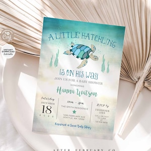 EDITABLE Sea Turtle Baby Shower Invitation Under the Sea Baby Shower Invite Boy Baby Shower Invitation Boy // Printable OR Printed 1012