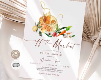 EDITABLE Fresh Off the Market Farm Market Bridal Shower Invitation Invite Printable Template Instant Download 1568BR